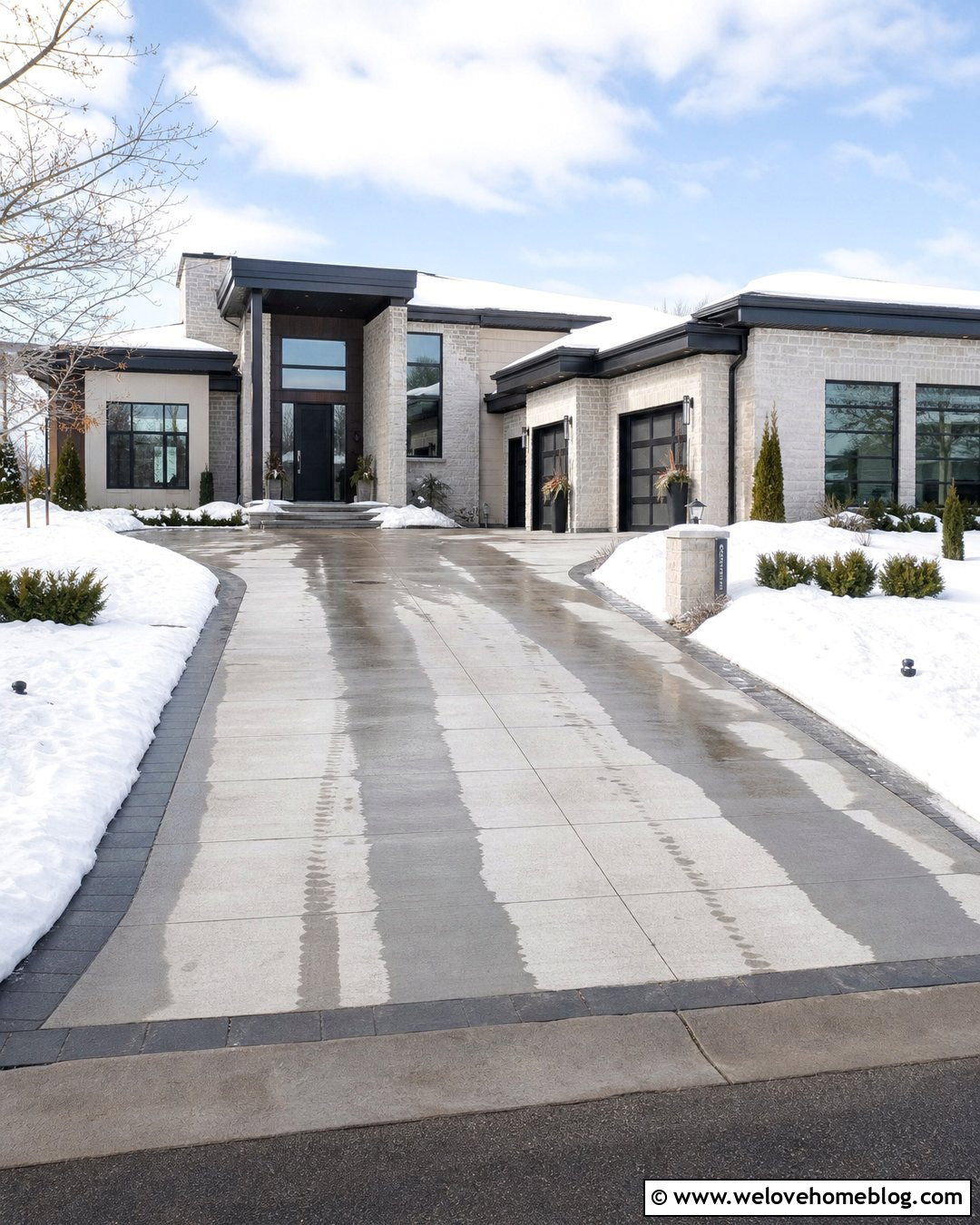 Heated Concrete Snowy Driveway - 20 Snowy Driveway Ideas