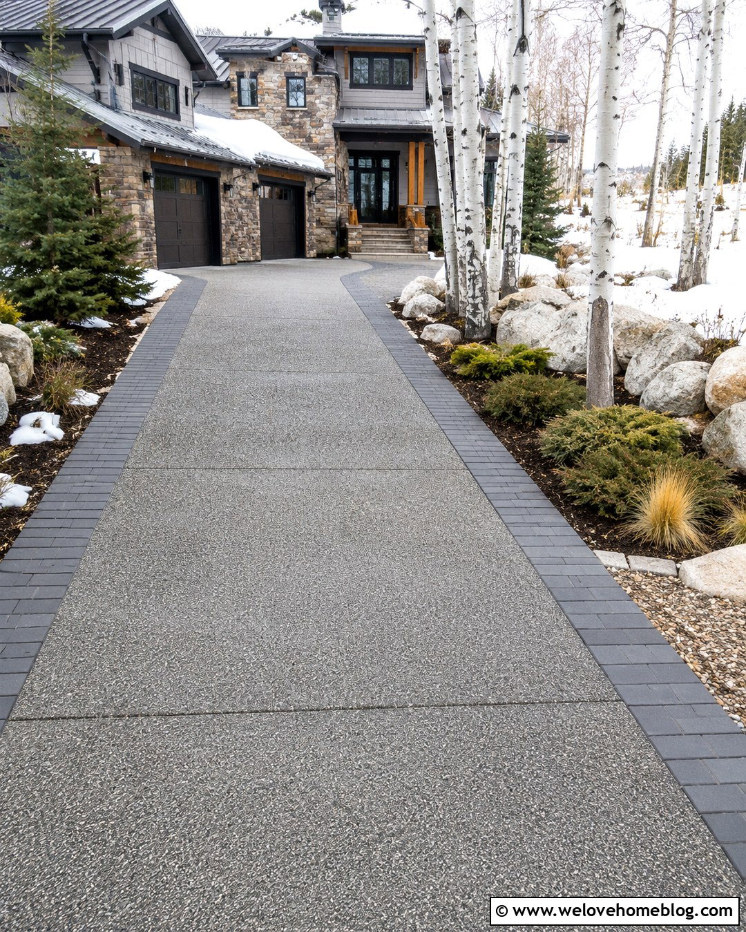 Heated Exposed Aggregate Driveway For Snowy Climates - 20 Exposed Aggregate Driveway Ideas