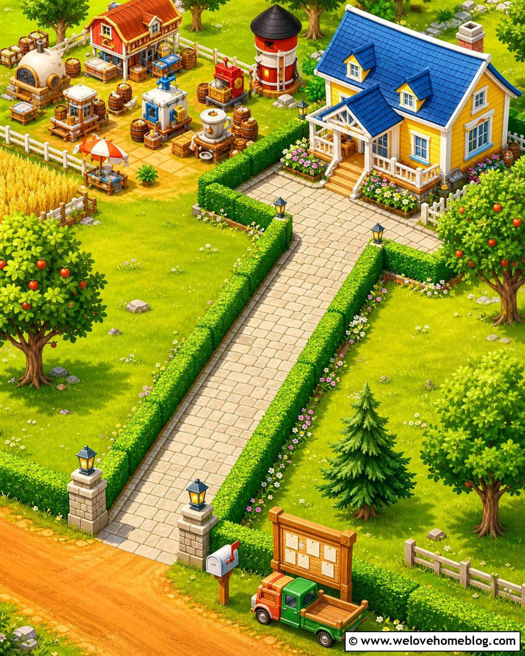 Hedge Bordered Hay Day Driveway - 25 Hay Day Driveway Design Ideas