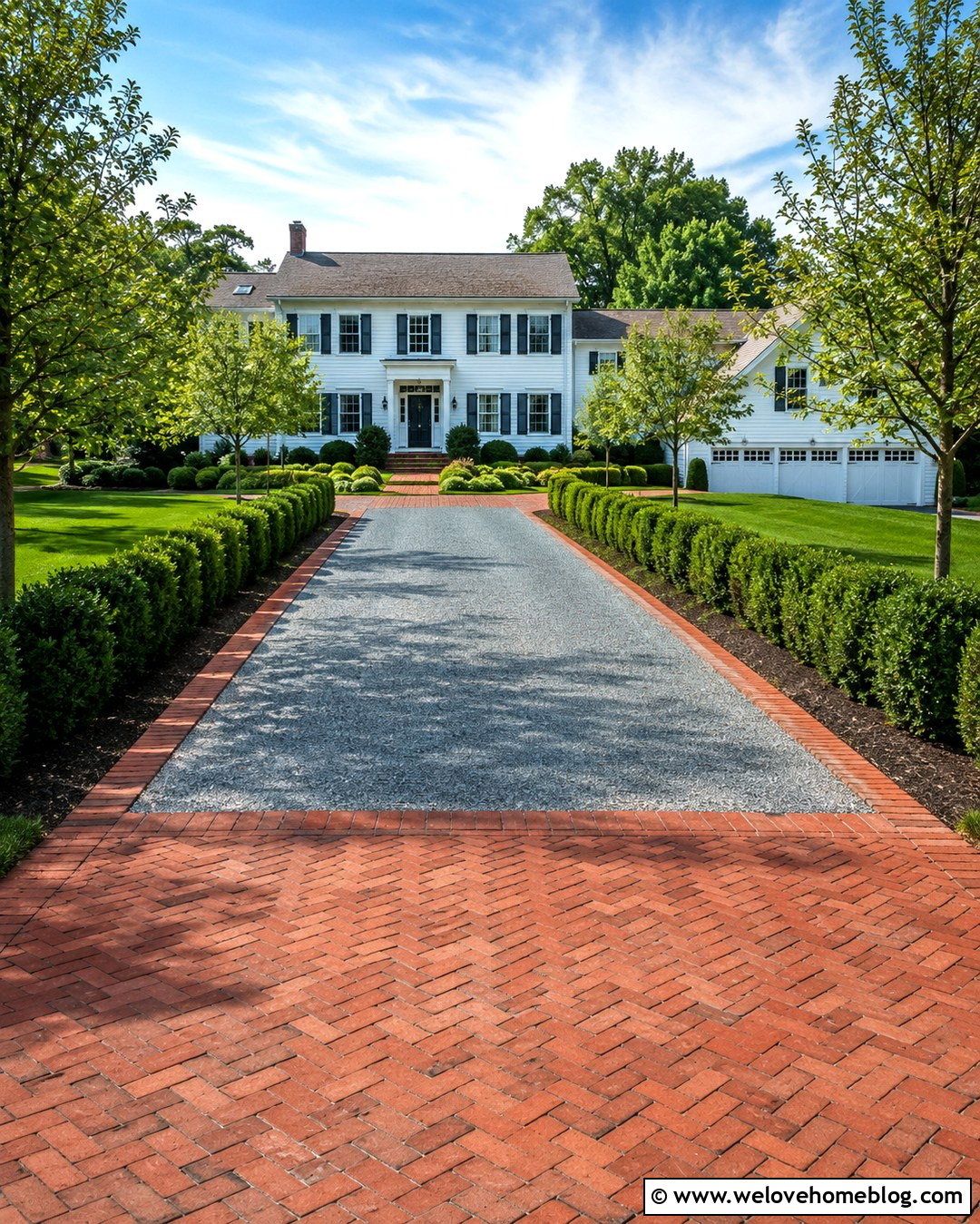 Herringbone Brick Apron Gravel Driveway - 20 Brick And Gravel Driveway Ideas