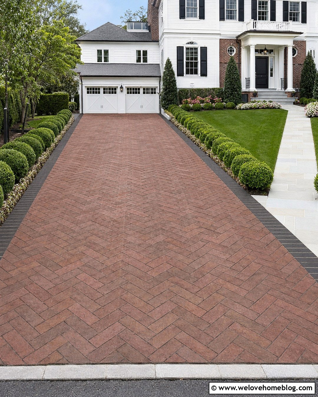 Herringbone Brick Driveway Stencil - 20 Driveway Stencil Ideas