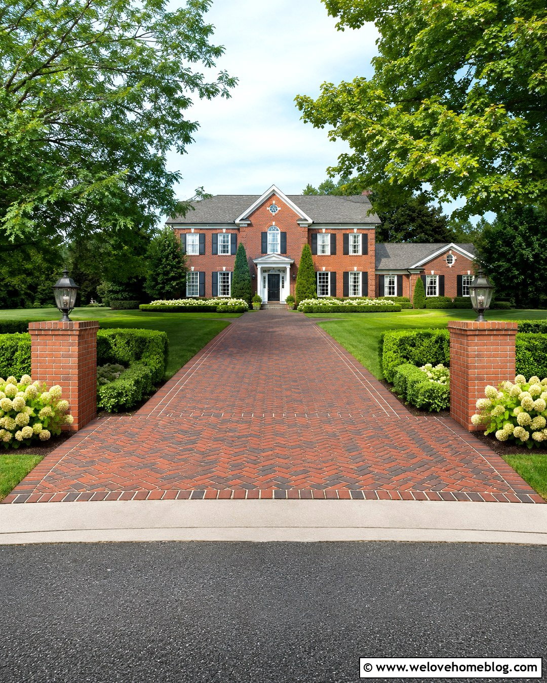Herringbone Brick Driveway - 20 Dream House Driveway Ideas