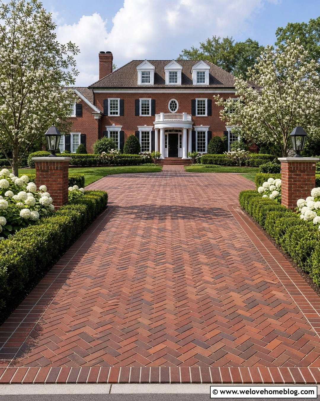 Herringbone Brick Luxury Driveway - 45 Luxury Driveway Ideas
