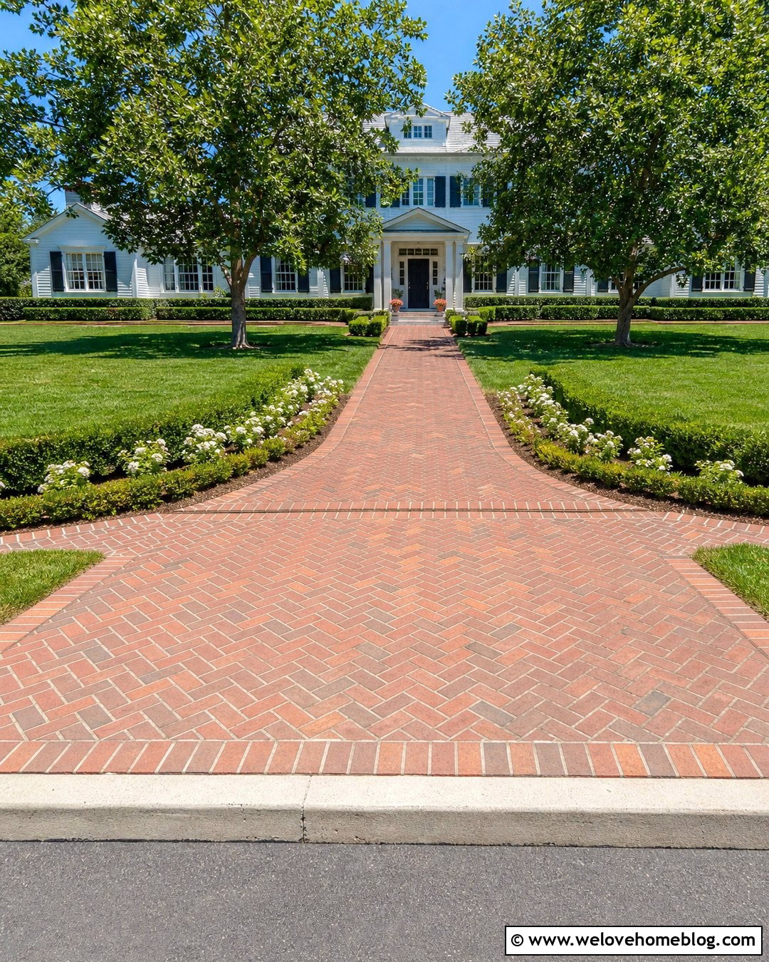 Herringbone Brick Paved Driveway