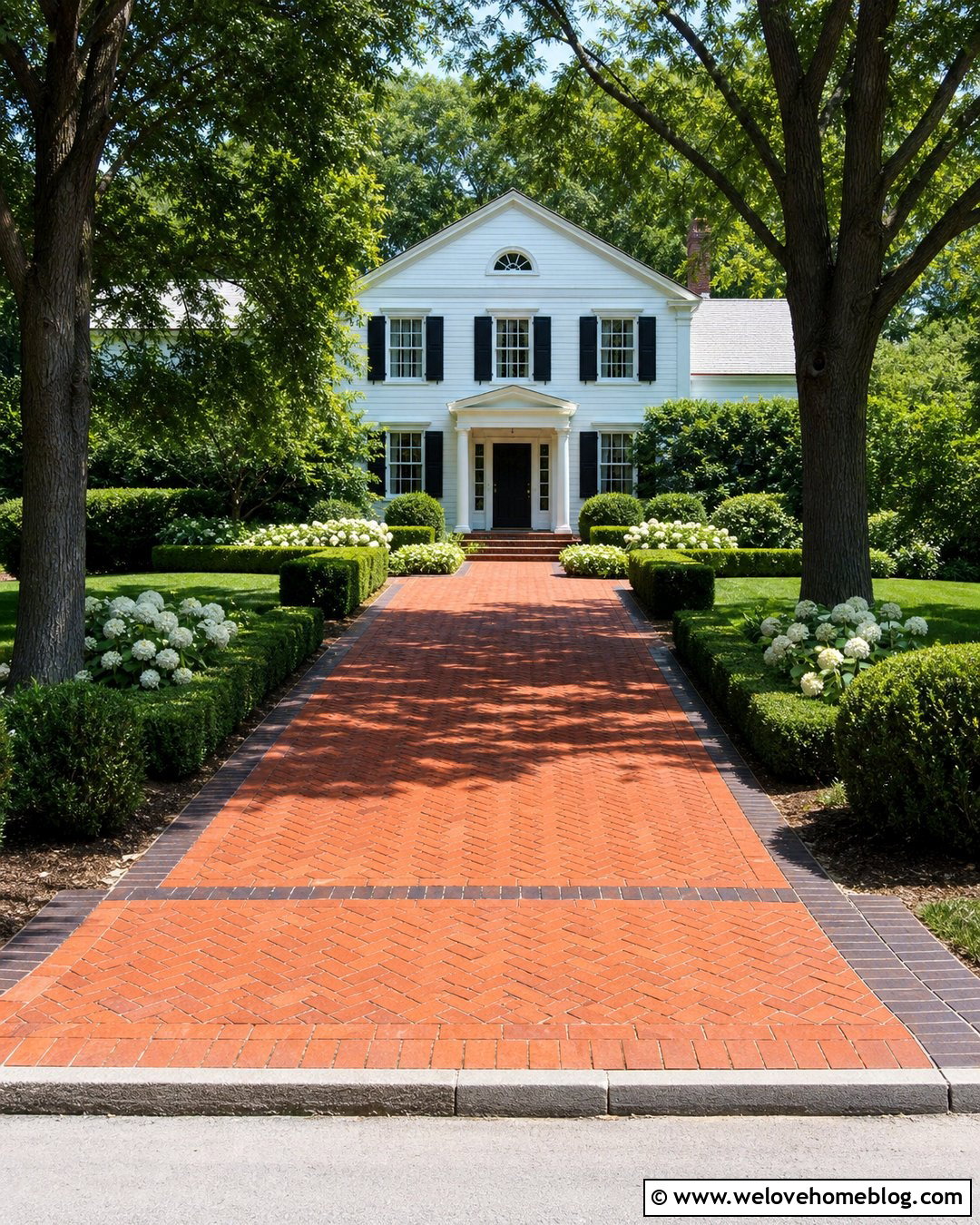 Herringbone Brick Paver Driveway - 20 Driveway Paving Ideas