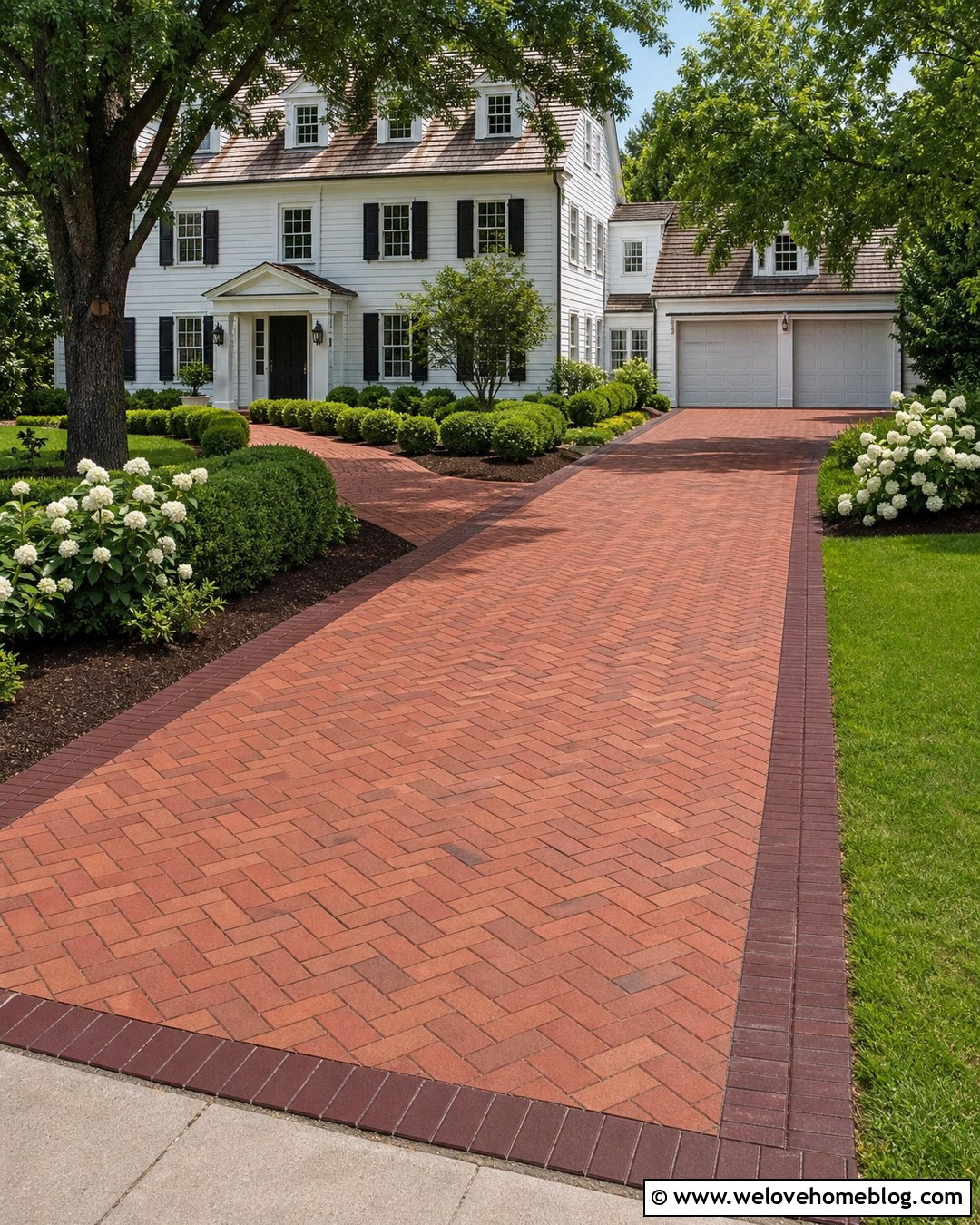 Herringbone Brick Paver Driveway - 20 Paver Driveway Design Ideas