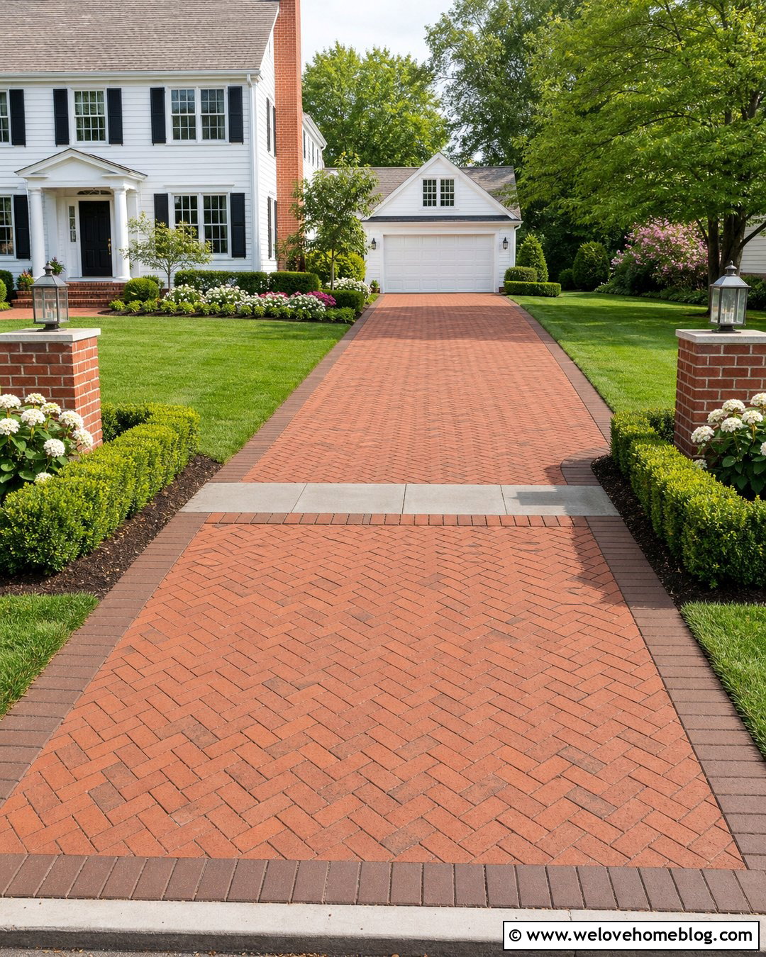 Herringbone Brick Paver Driveway - 35 driveway pavers design ideas