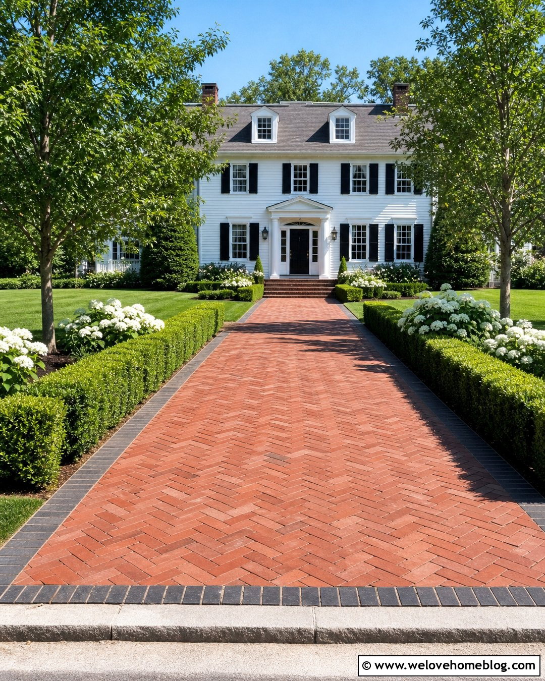 Herringbone Brick Paver Driveway - 40 driveway paving ideas