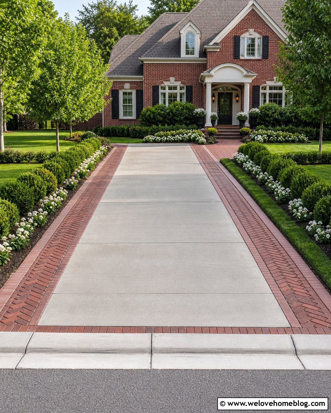 Herringbone Brick Ribbon Driveway - 20 Brick Ribbon Driveway Ideas