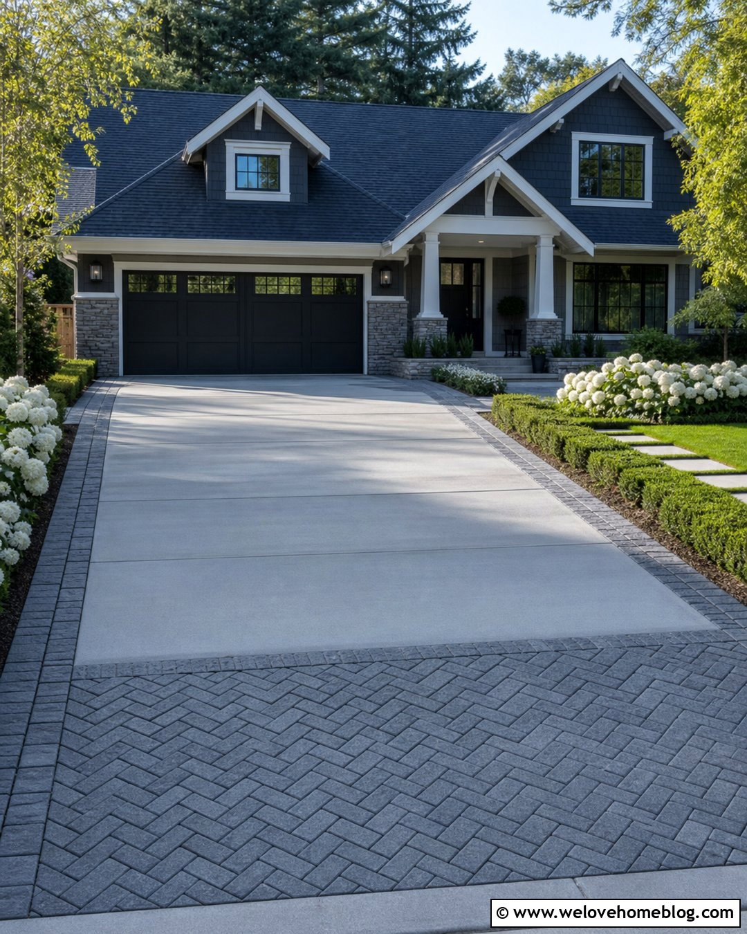 Herringbone Cobblestone Driveway Apron - 35 cobblestone driveway apron ideas