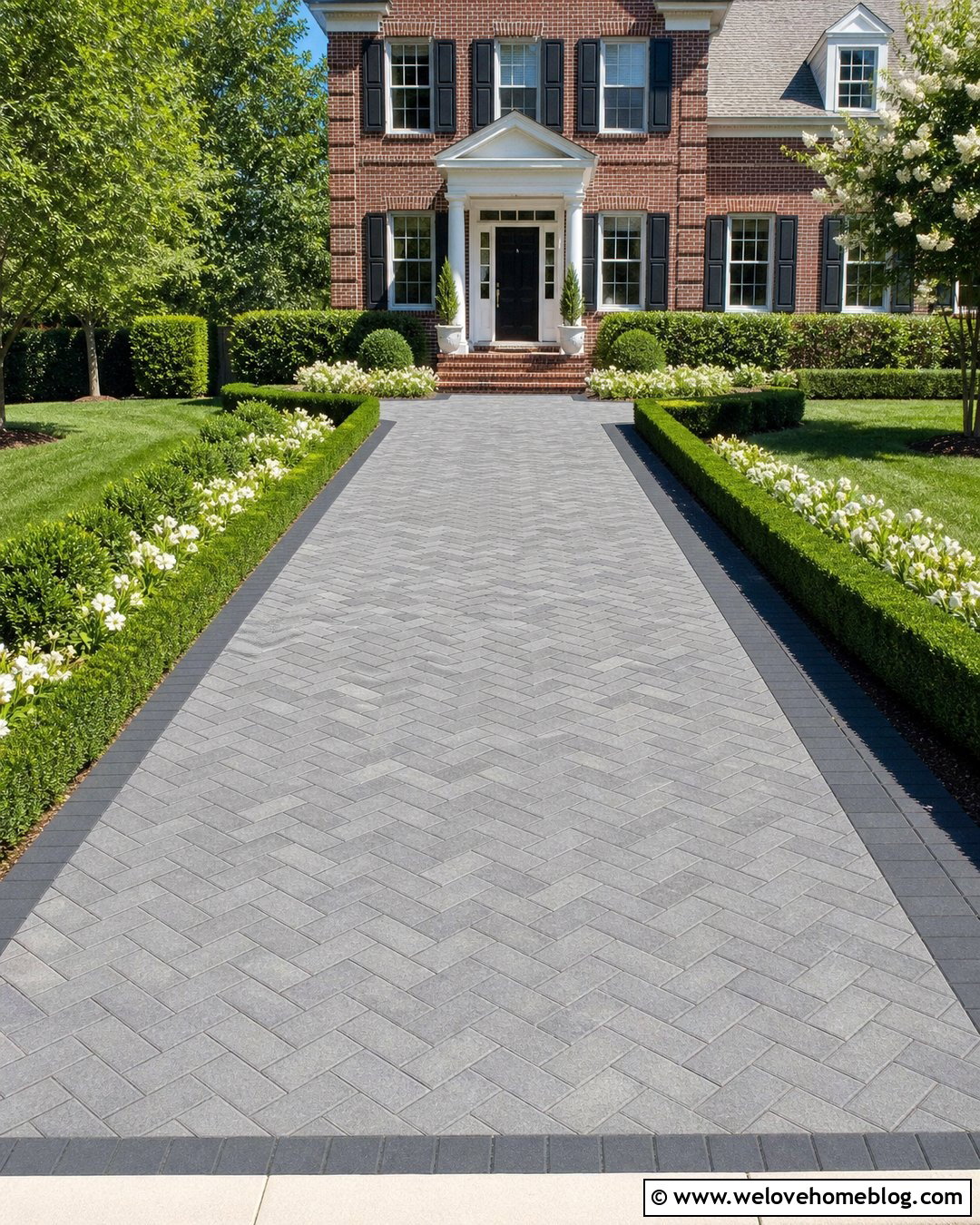 Herringbone Concrete Block Driveway - 20 Concrete Block Driveway Ideas