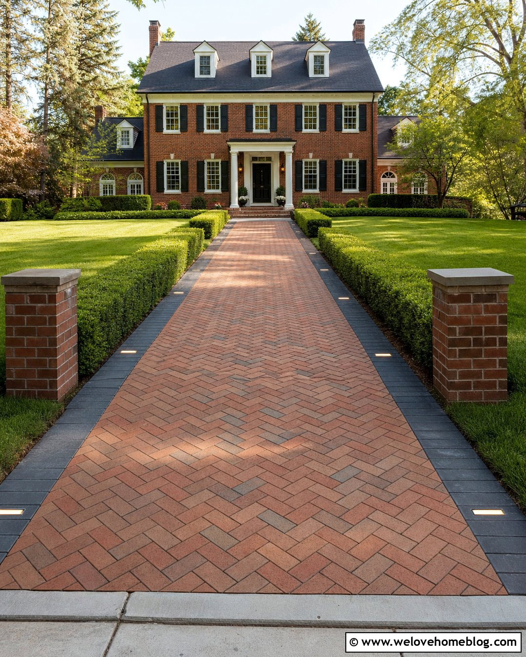 Herringbone Driveway Paver Lights - 20 Driveway Paver Lights Ideas