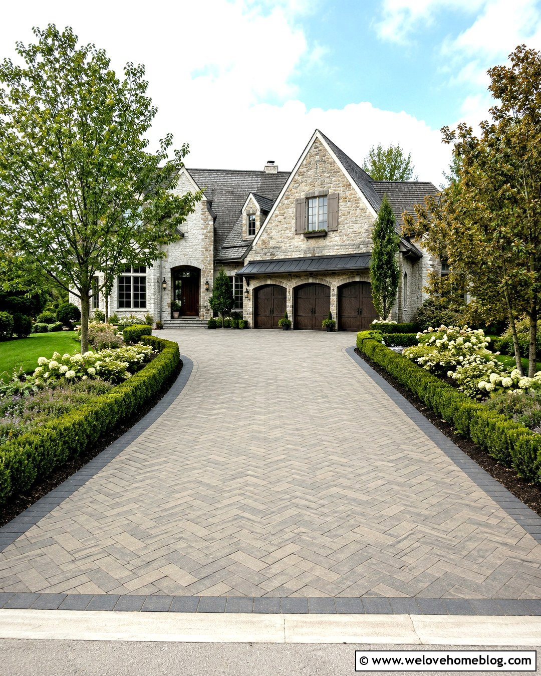 Herringbone Paver Car Driveway - 20 3 Car Driveway Ideas