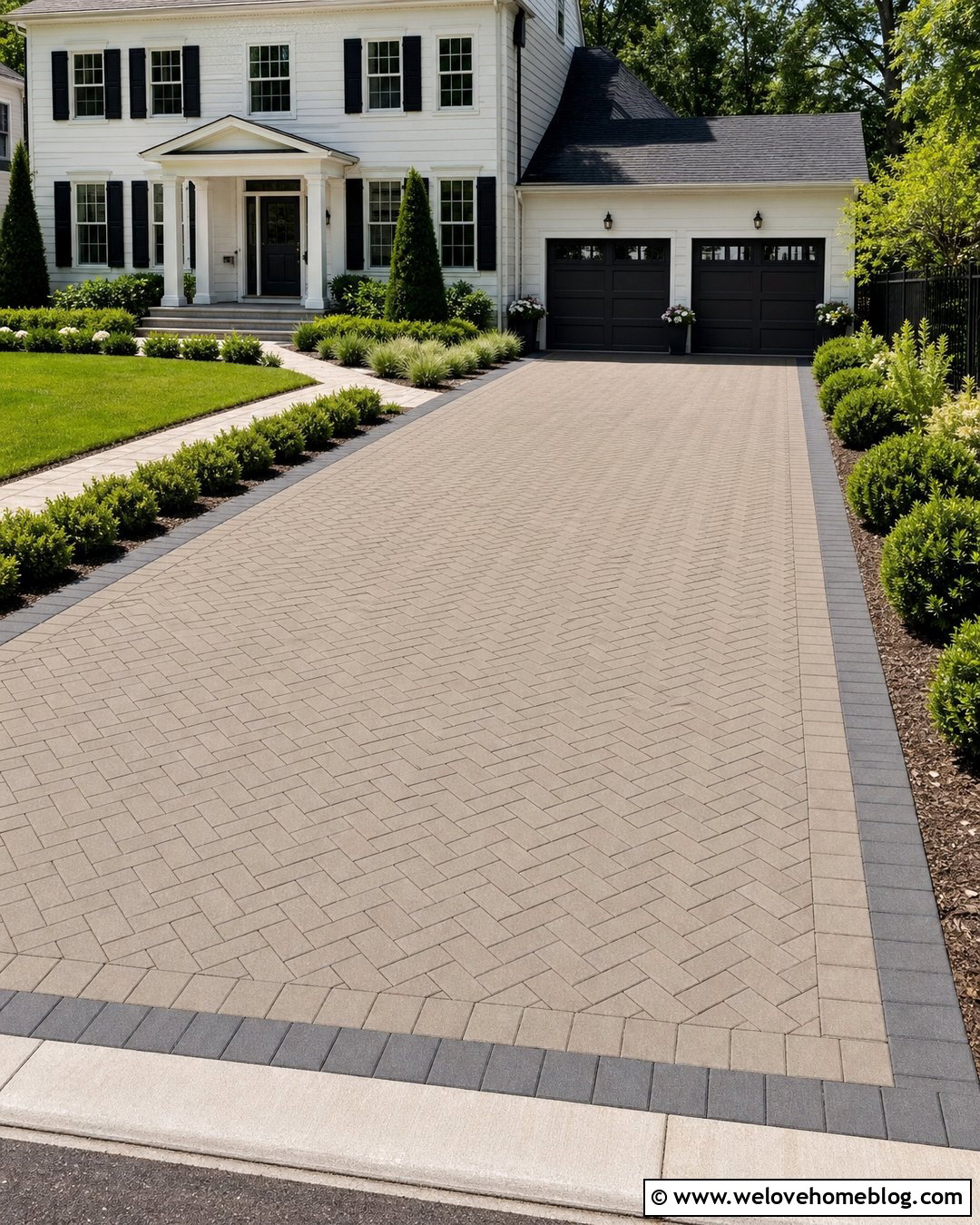 Herringbone Paver Driveway - 40 driveway pavers ideas