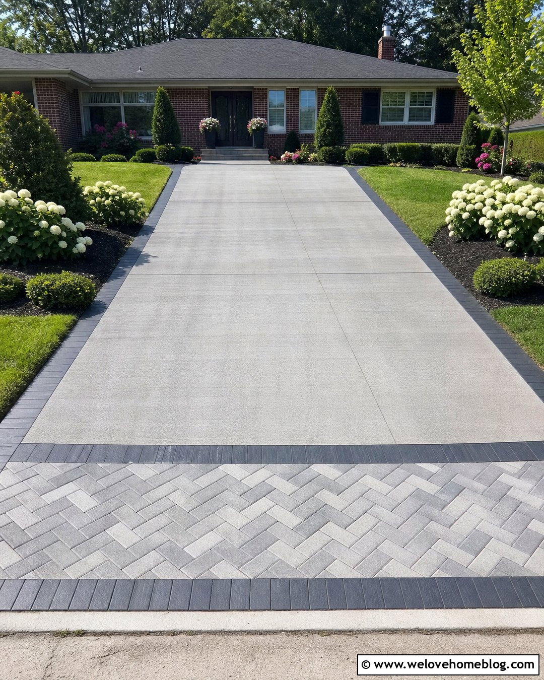 Herringbone Paver Driveway Entrance - 20 Pavers At End Of Driveway Ideas