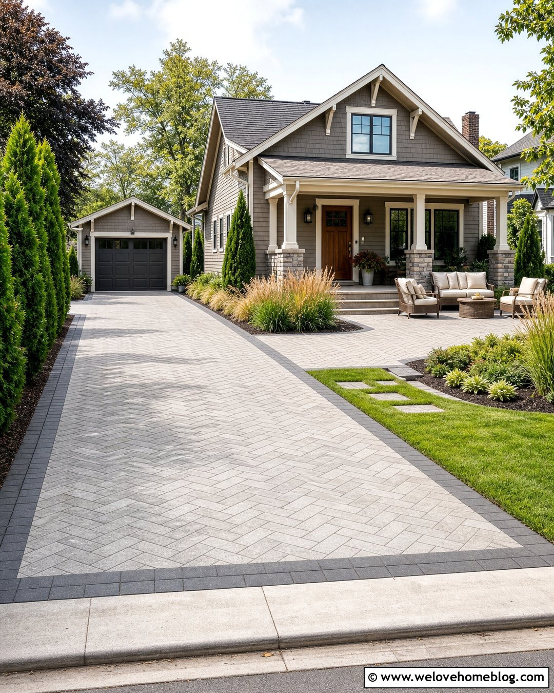 Herringbone Paver Driveway Patio - 25 Driveway Patio Ideas