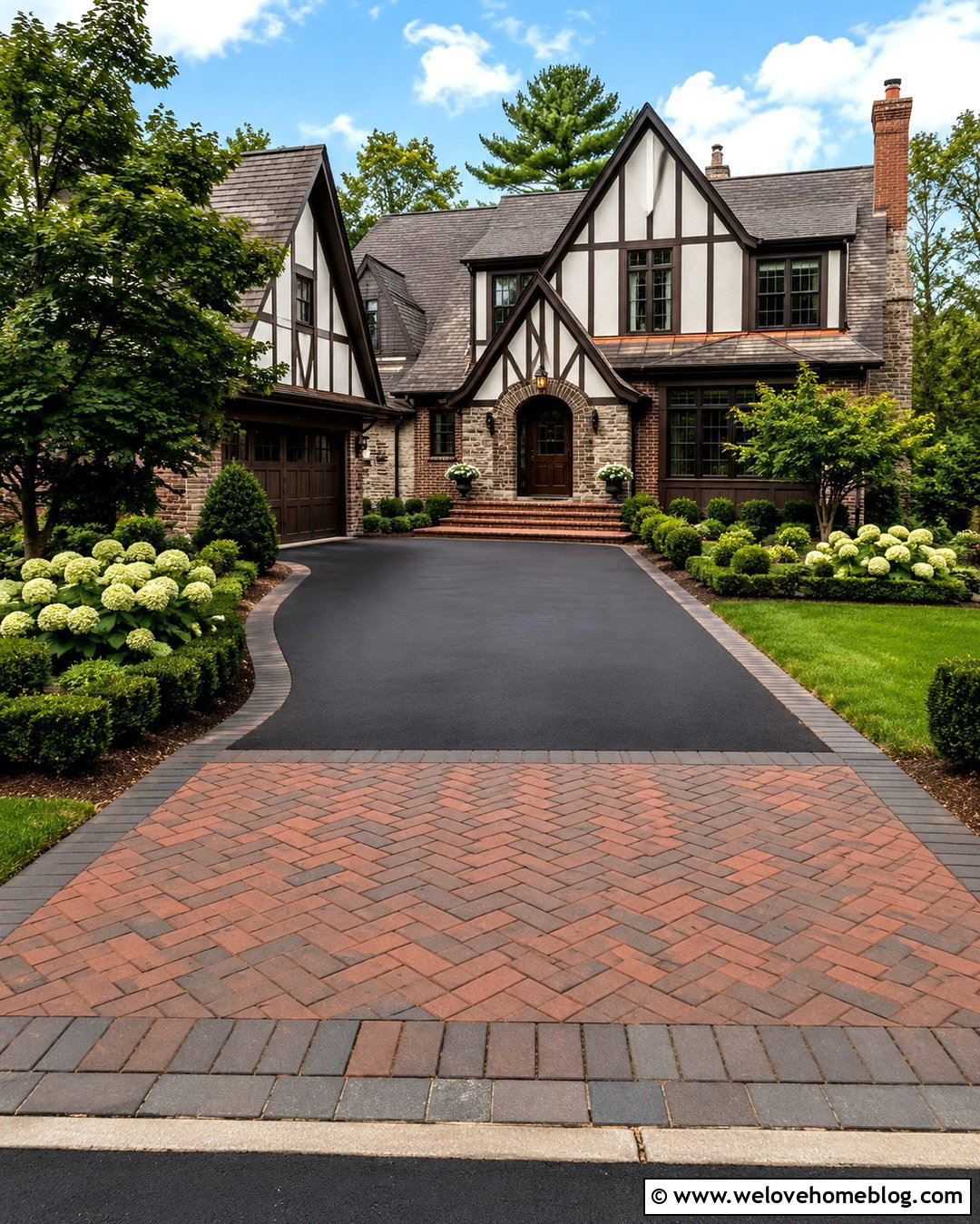 Herringbone Paver Pathway With Matching Apron - 20 Pathway From Driveway To Front Door Ideas