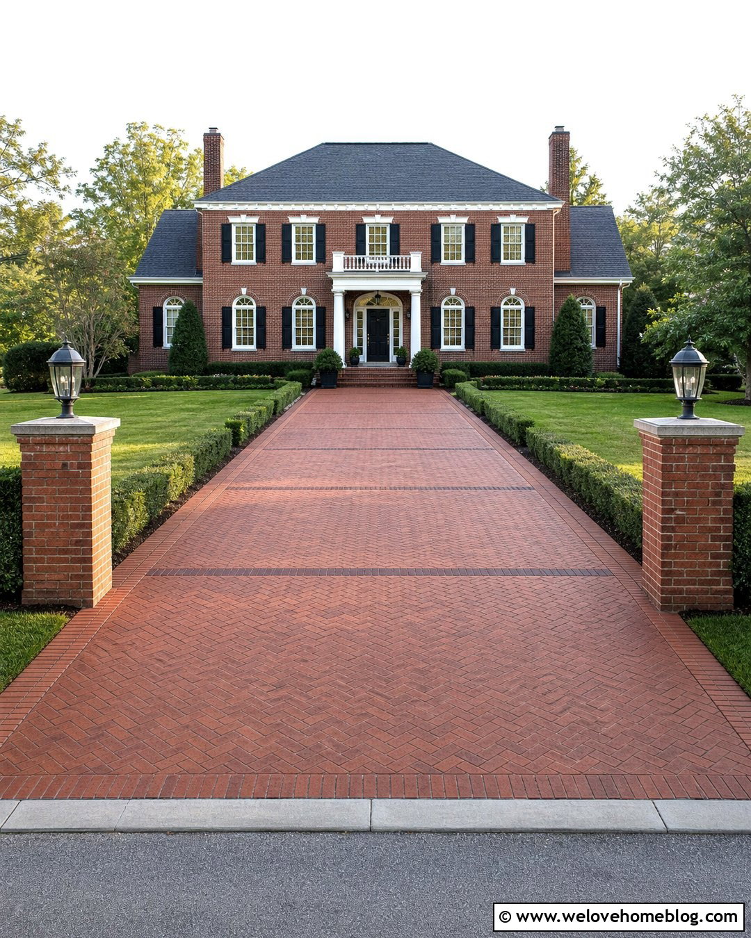 Herringbone Stamped Concrete Driveway With Soldier Course Brick Border - 20 stamped concrete driveway with brick border ideas