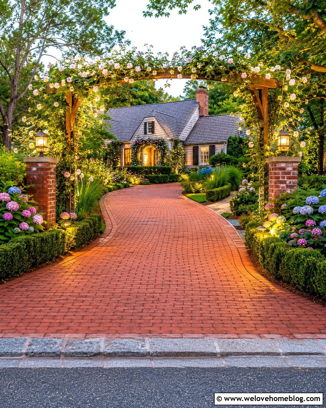 Hidden Brick Driveway Entrance With A Vine Arbor - 20 Hidden Driveway Entrance Ideas