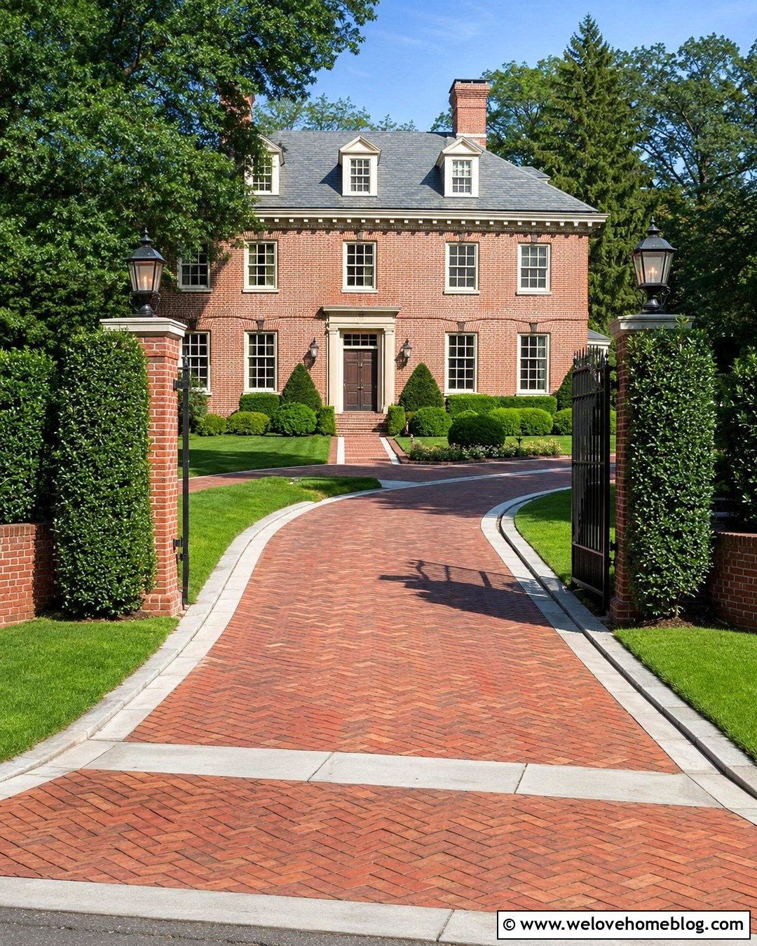Hidden Brick Driveway Entrance With Hedge Columns - 20 Hidden Driveway Entrance Ideas