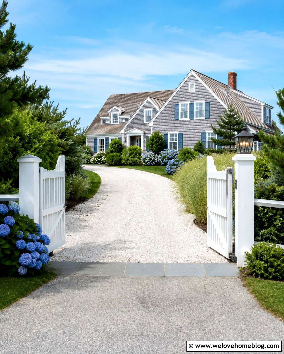 Hidden Coastal Driveway Entrance With A White Gate - 20 Hidden Driveway Entrance Ideas