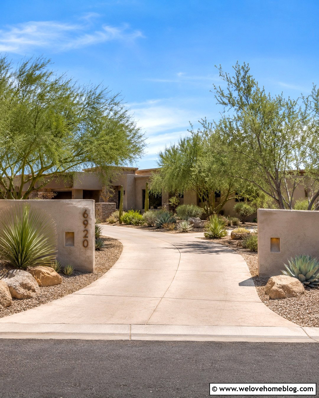 Hidden Desert Driveway Entrance With Stucco Walls - 20 Hidden Driveway Entrance Ideas