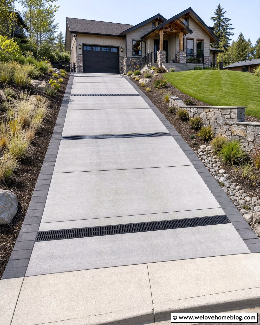 Hill Driveway With Channel Drains - 20 Hill Driveway Ideas