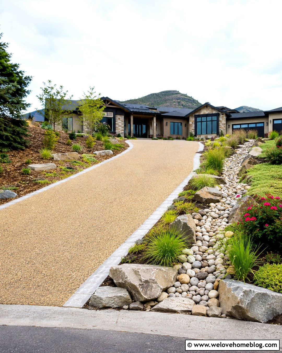 Hill Driveway With Dry Creek Drainage - 20 hill driveway landscaping ideas