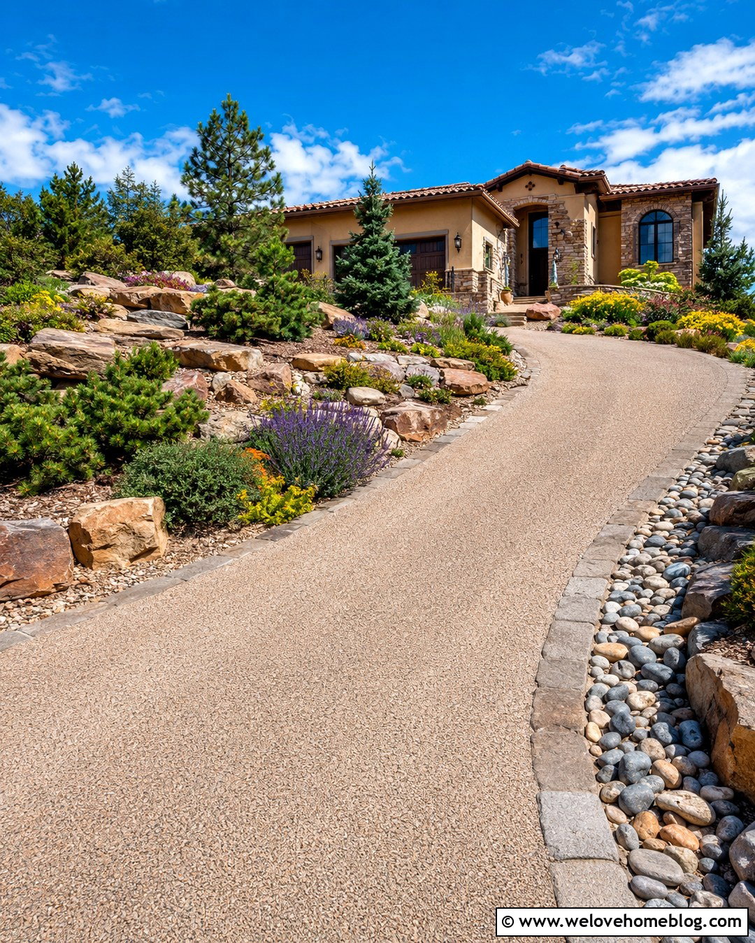 Hill Driveway With Rock Garden - 20 hill driveway landscaping ideas