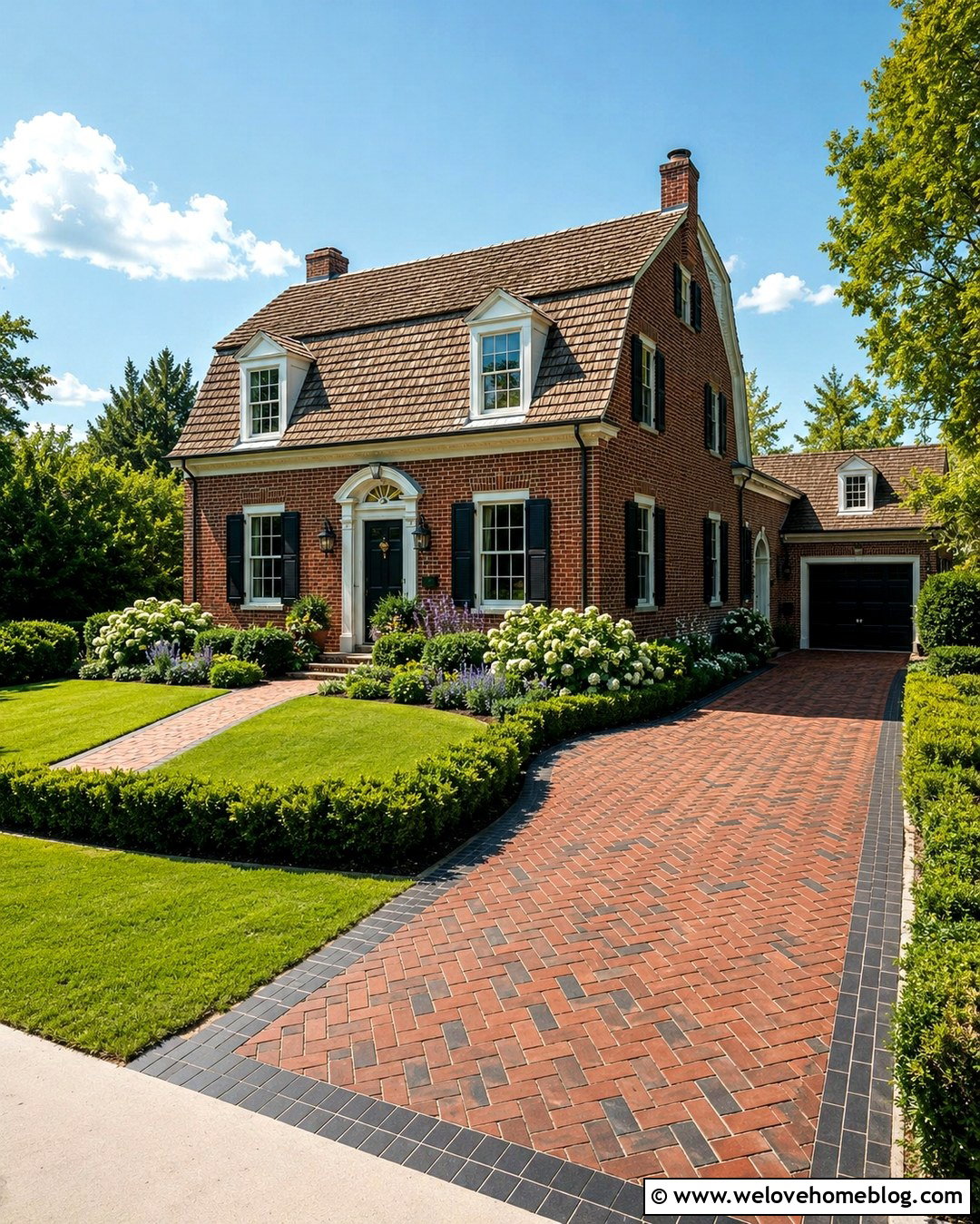 Historic Dutch Colonial House Basketweave Brick Driveway - 20 Historic House With Brick Driveway Ideas