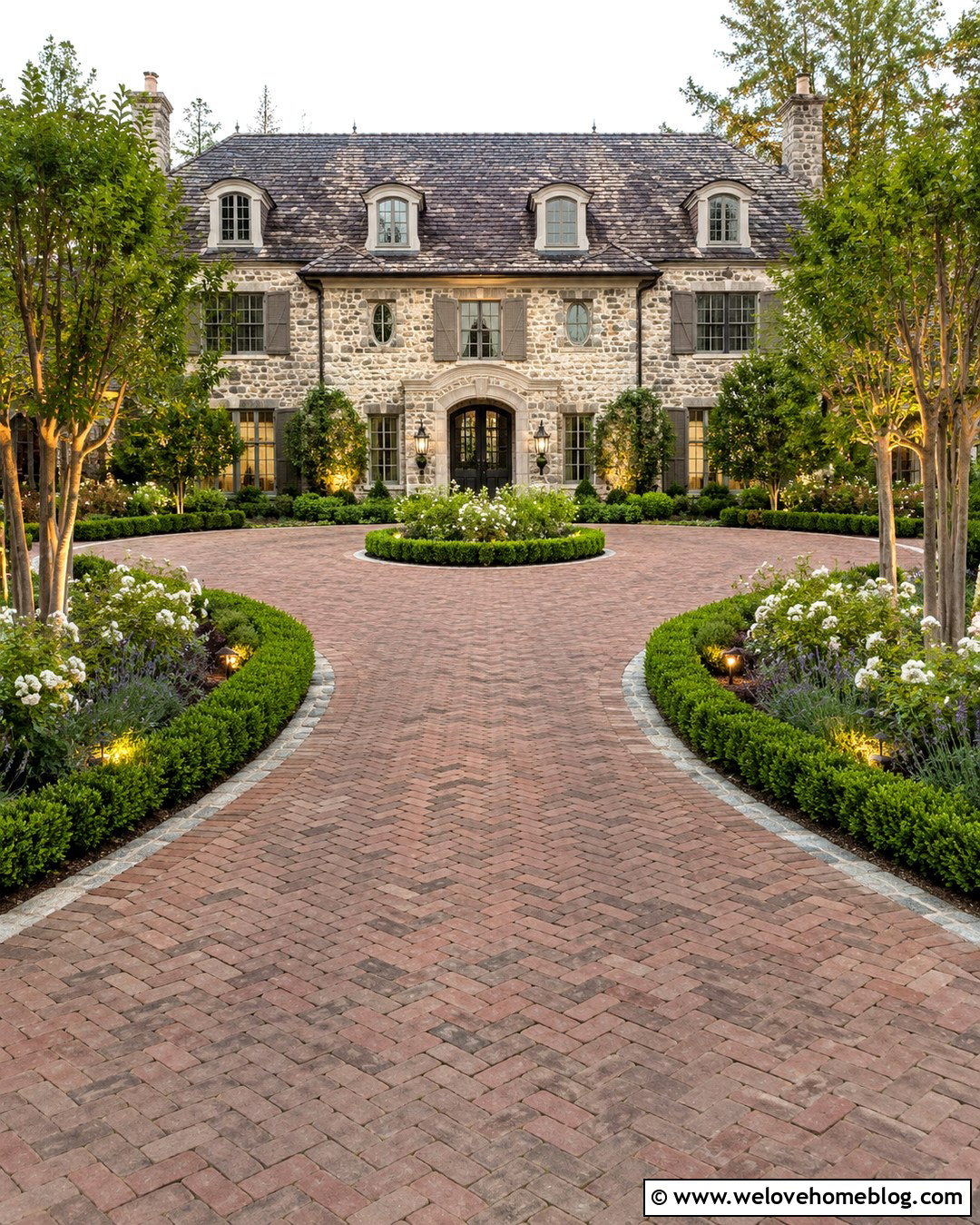 Historic French Provincial House Aged Brick Driveway - 20 Historic House With Brick Driveway Ideas