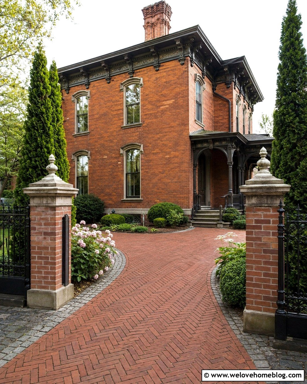 Historic Italianate House Brick And Granite Driveway - 20 Historic House With Brick Driveway Ideas