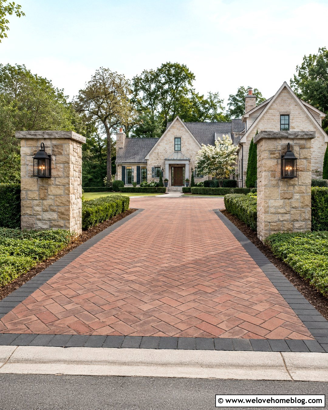 Holland Stone Driveway With Stone Pillars - 20 holland stone driveway ideas