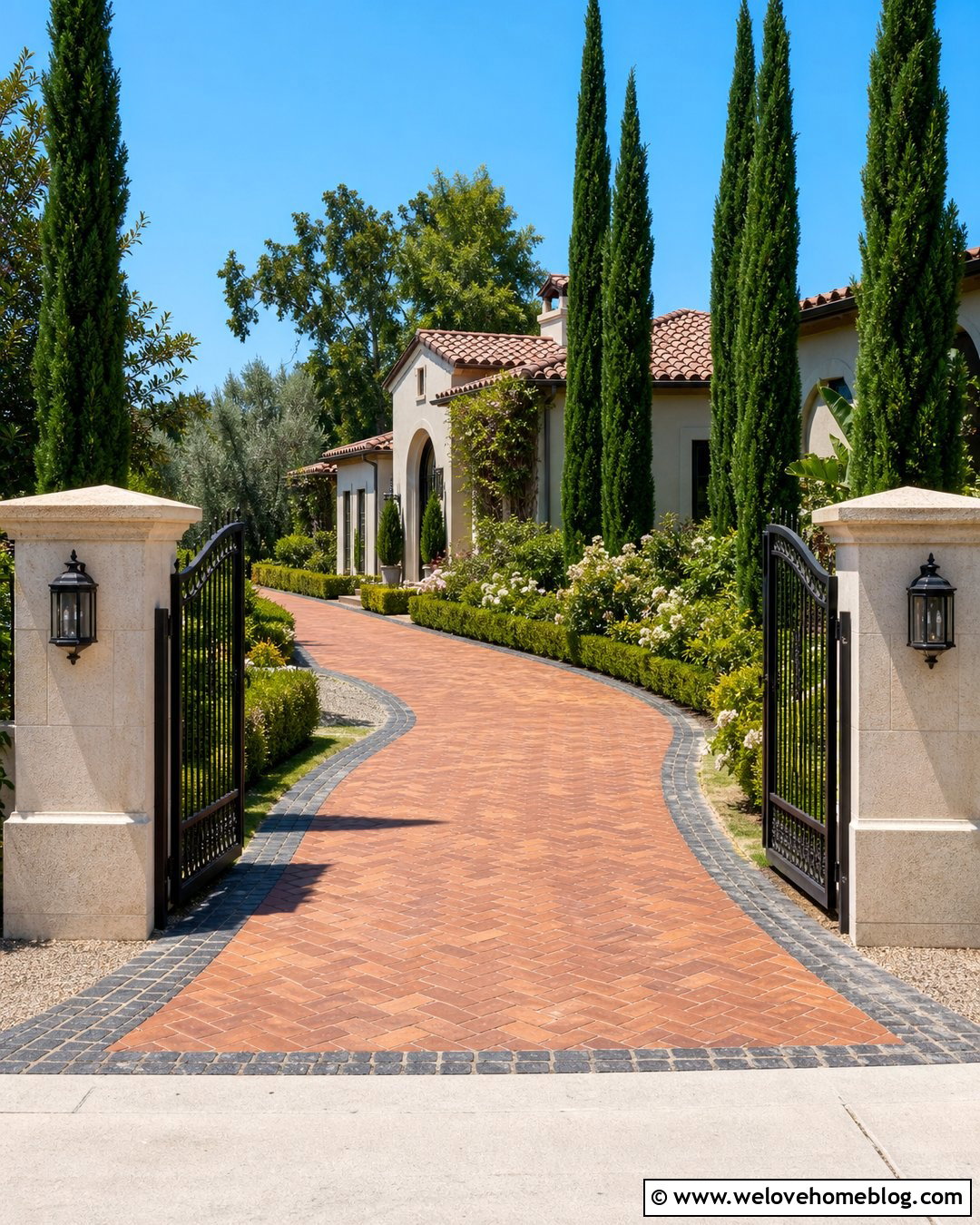 Hollywood Driveway With Wrought Iron Gates - 20 Hollywood Driveway Ideas
