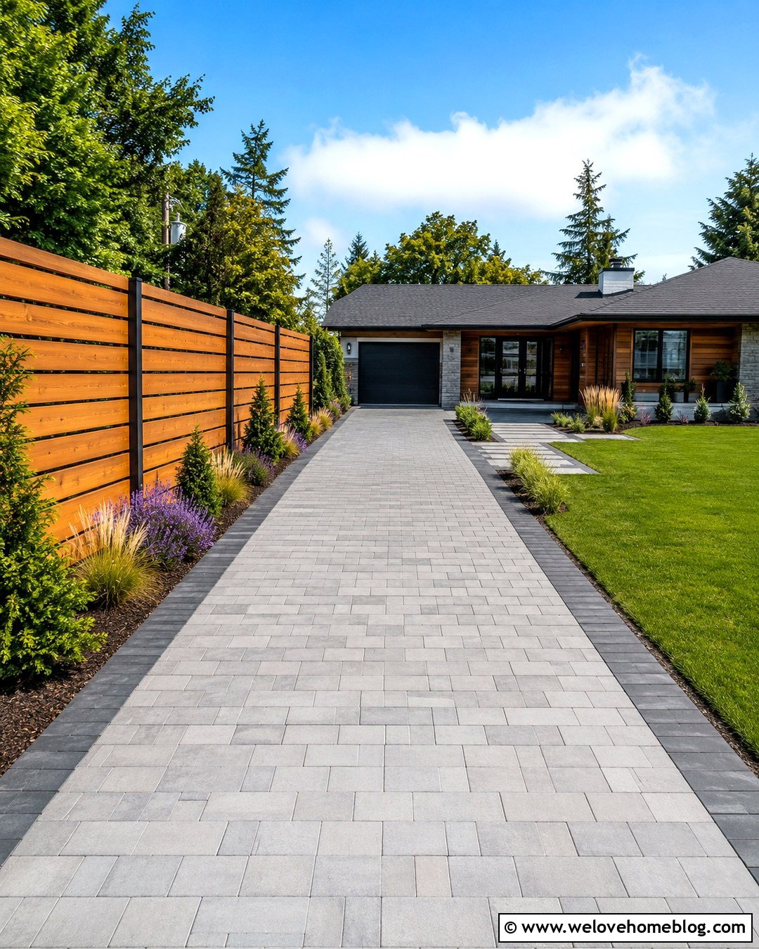 Horizontal Cedar Driveway Privacy Fence - 20 driveway privacy fence inspiration ideas