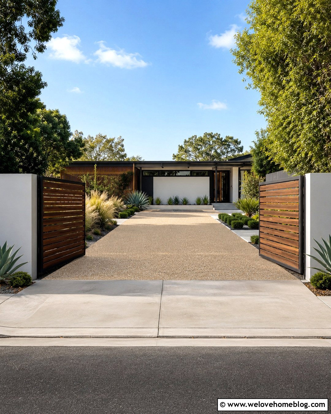 Horizontal Slat Double Driveway Gates - 20 Double Driveway Gates Ideas