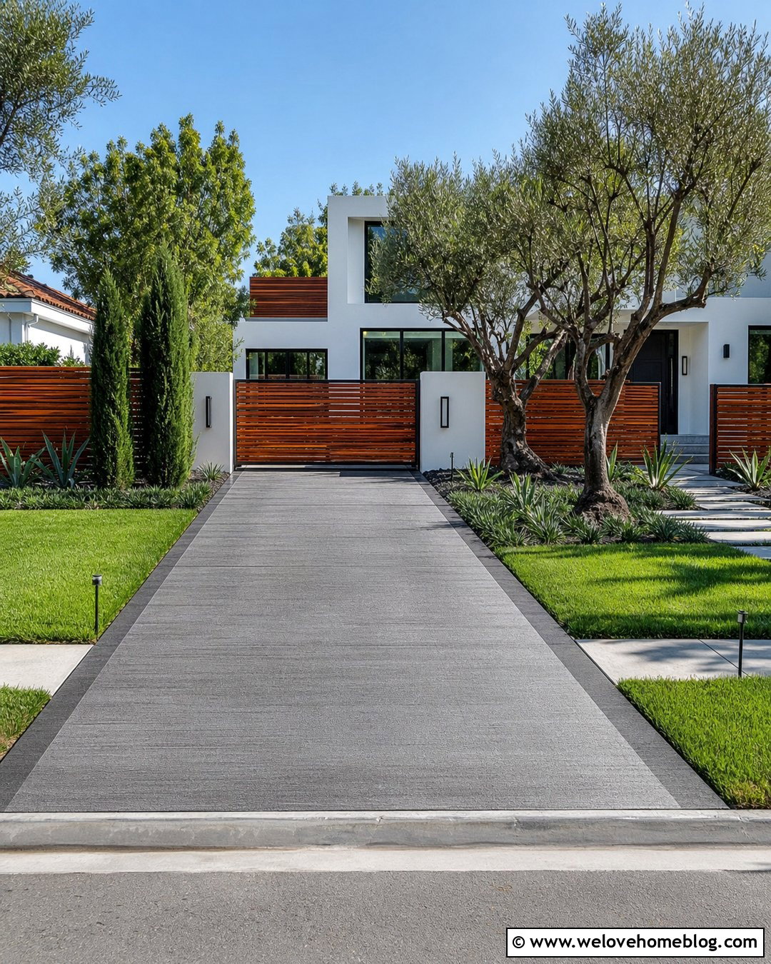 Horizontal Slat Driveway Gate - 25 simple driveway gate ideas