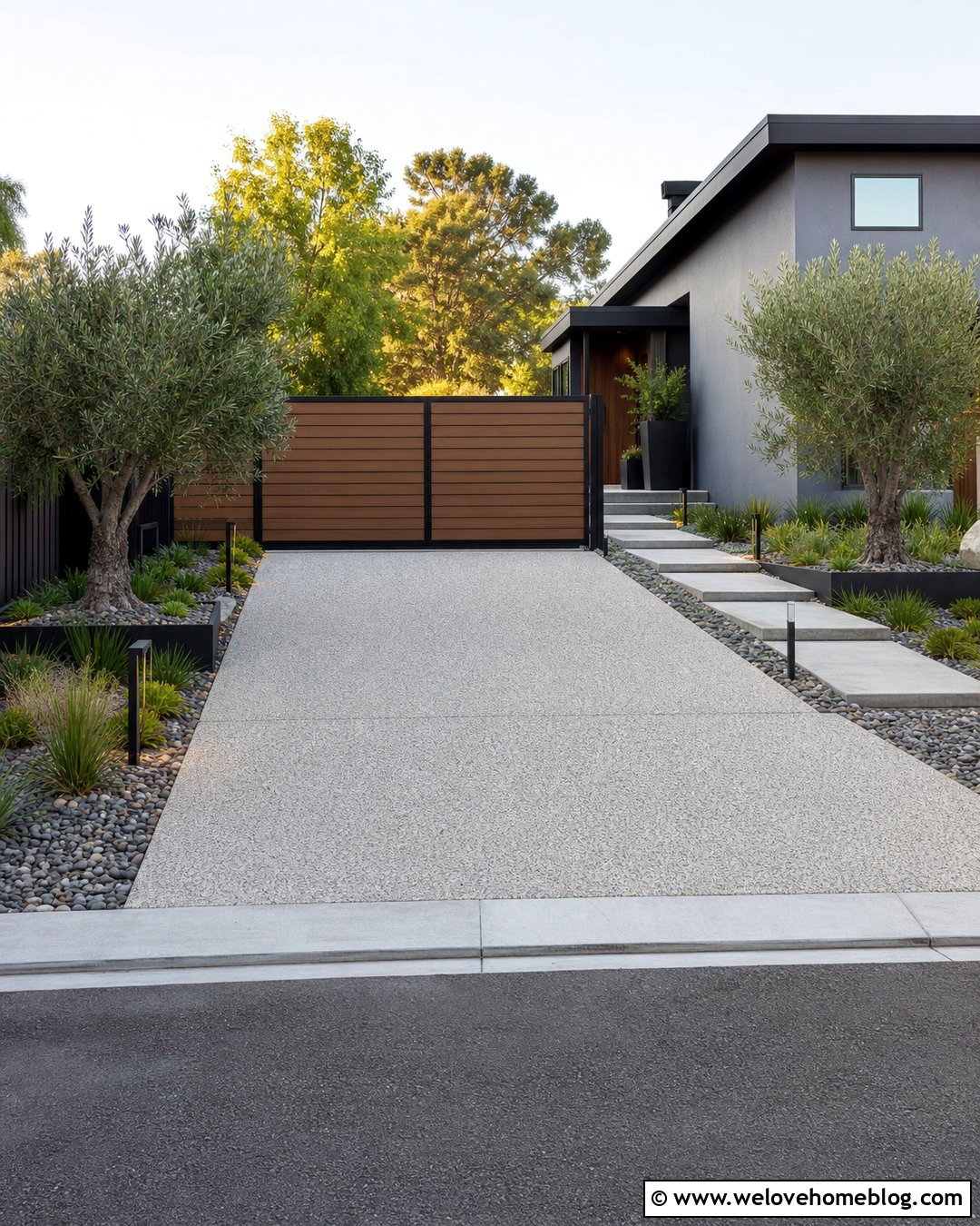 Horizontal Sliding Gate With Modern Landscaping - 35 sliding gate driveway ideas