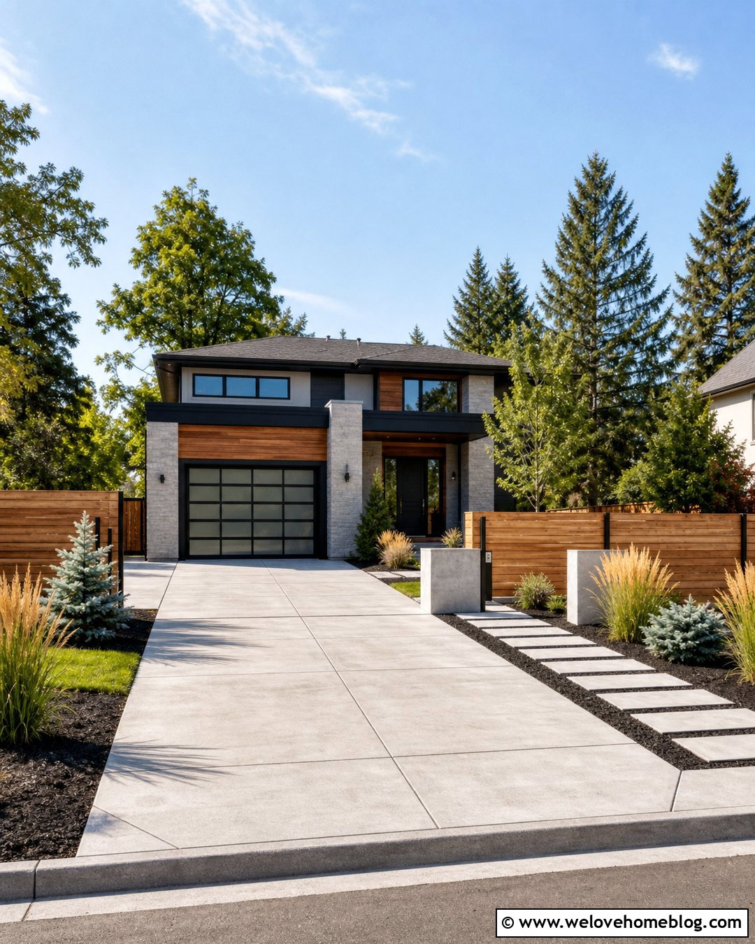 Horizontal Wood Fence Driveway Entrance - 20 Driveway Entrance Landscaping Fence Ideas