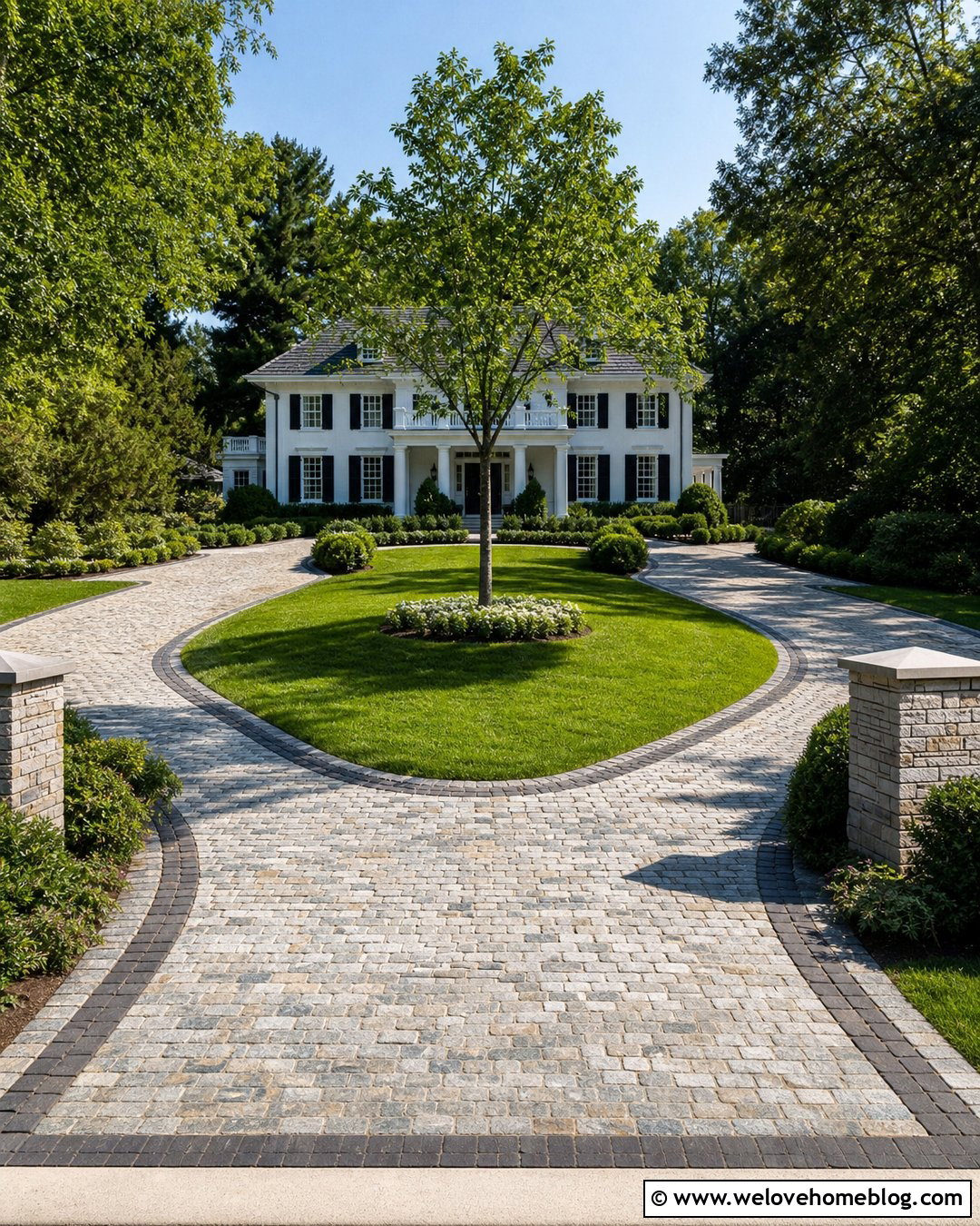 Horseshoe Cobble Driveway - 25 Cobble Driveway Ideas