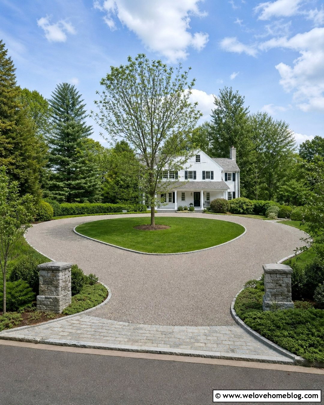 Horseshoe Cobblestone Driveway Entrance - 30 Cobble Stone Driveway Entrance Ideas