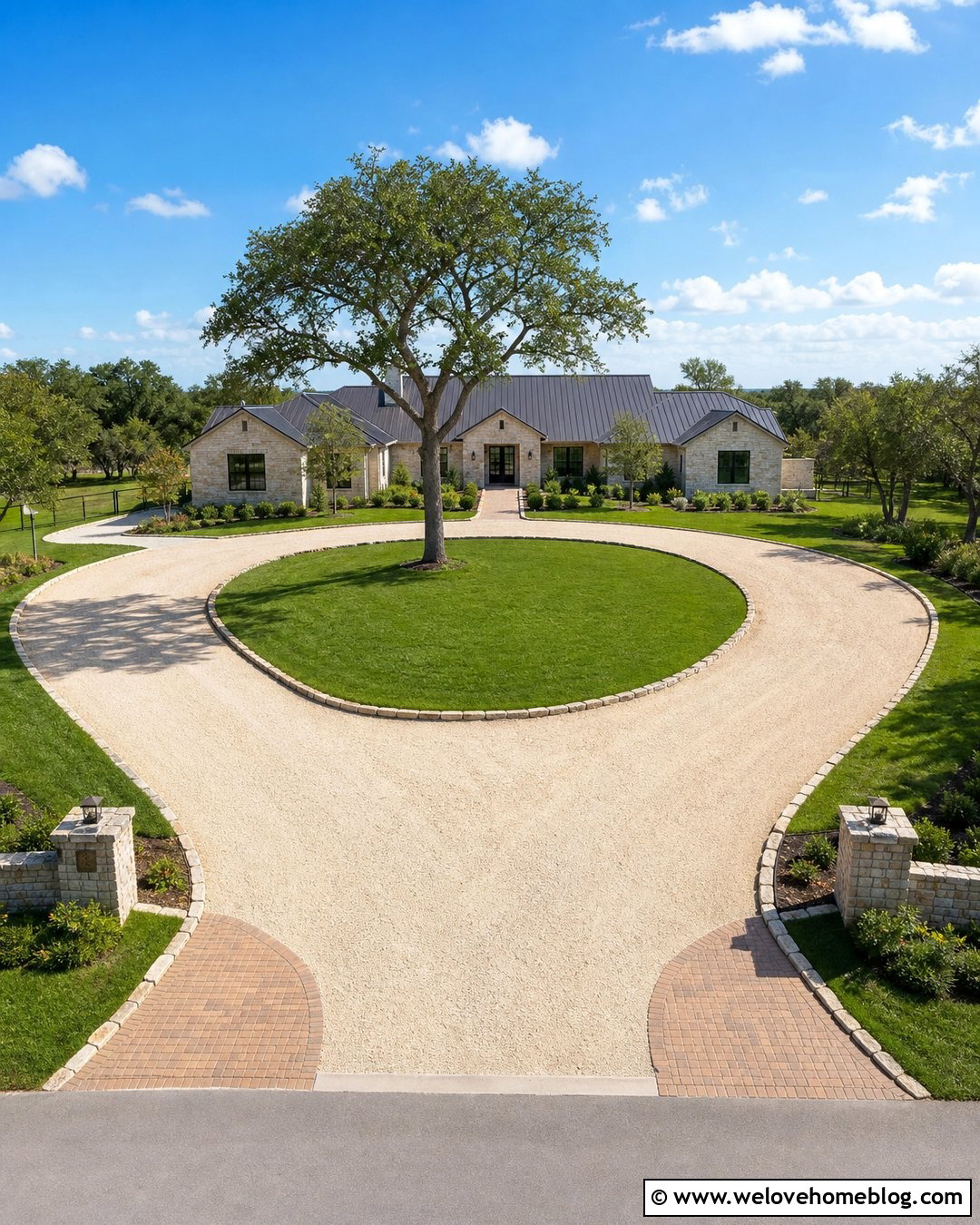 25 Crushed Limestone Driveway Ideas for Warm, Rustic Curb Appeal