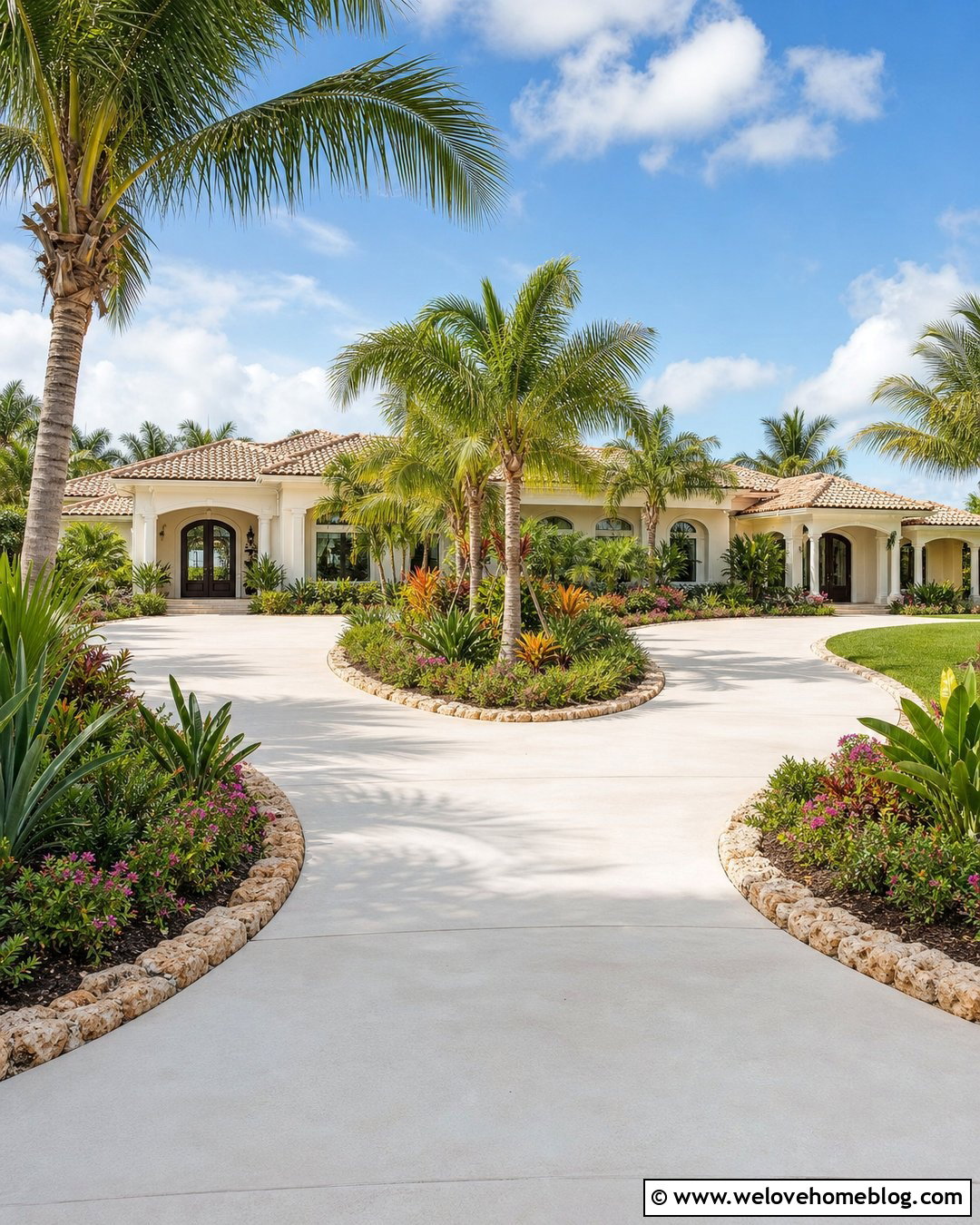 Horseshoe Driveway With Tropical Landscaping - 25 horseshoe driveway landscaping ideas