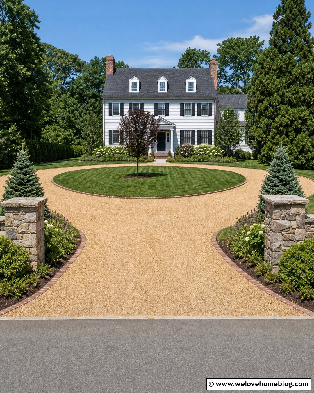 Horseshoe Gravel Driveway With Entrance Gardens - 35 gravel driveway landscaping ideas