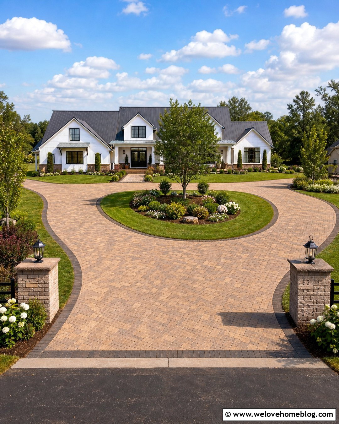 Horseshoe Paver Driveway - 40 driveway pavers ideas