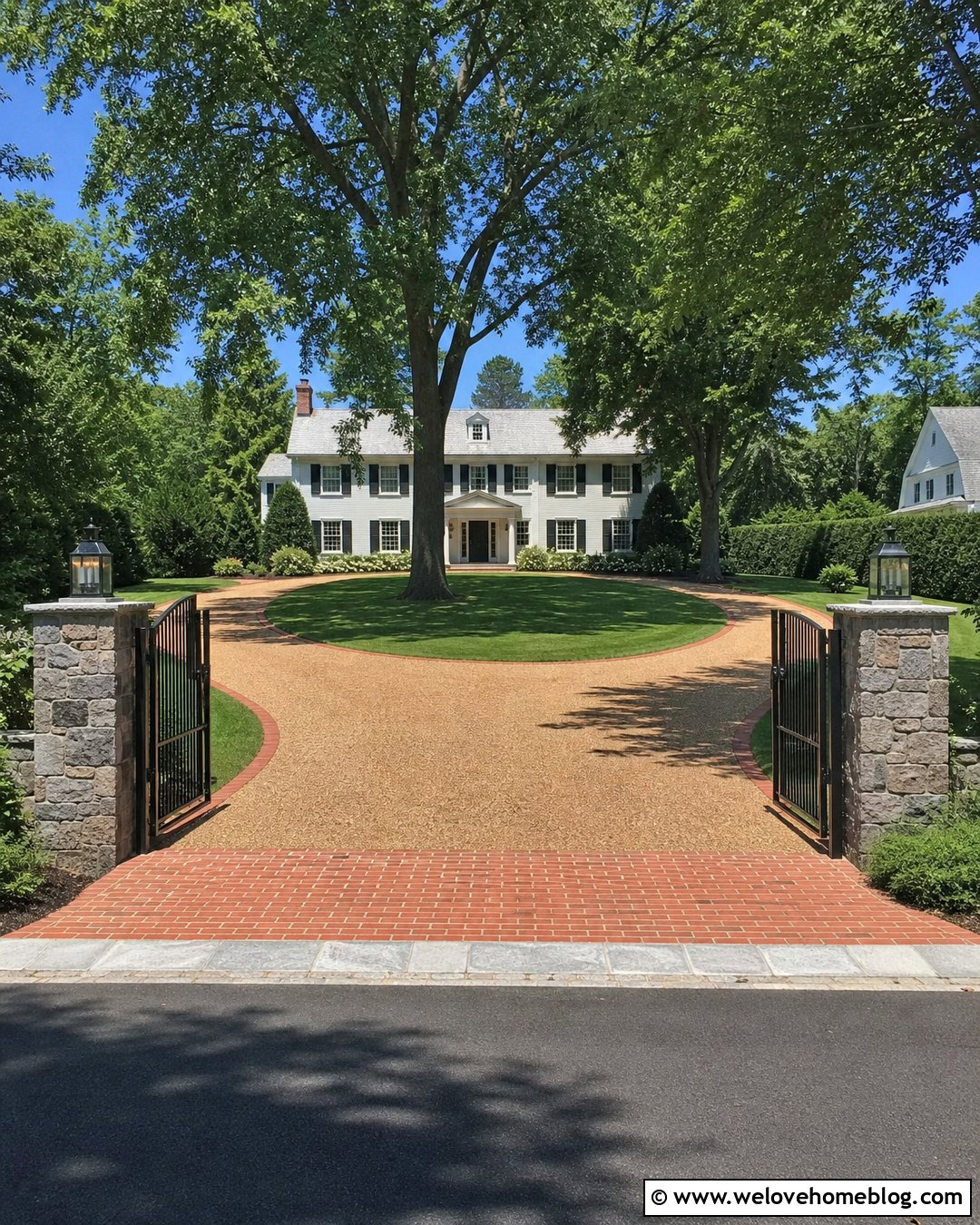 Horseshoe Resin Driveway With Entrance Gates - 40 resin driveway ideas