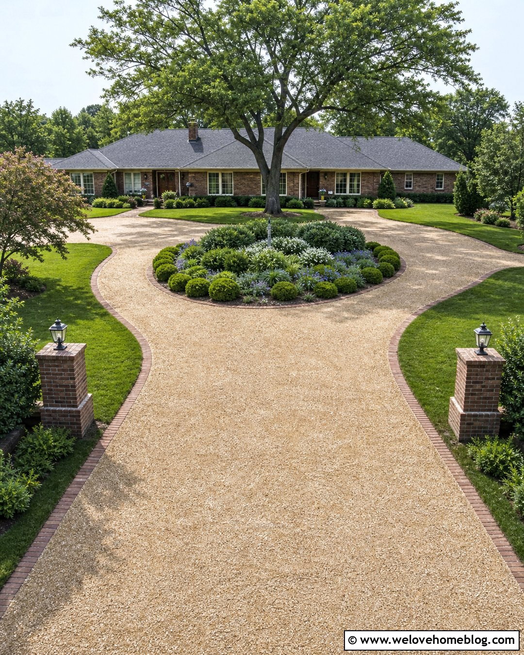 Horseshoe Self Binding Gravel Driveway With Center Island - 20 self binding gravel driveways ideas