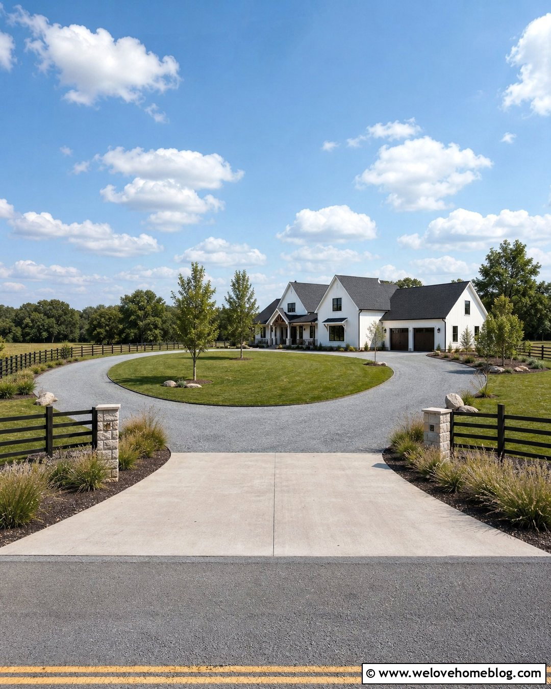Horseshoe Side Garage Driveway - 25 Side Garage Driveway Layout Ideas
