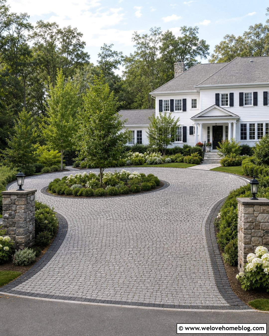 Horseshoe Stone Driveway - 35 Stone Driveway Ideas