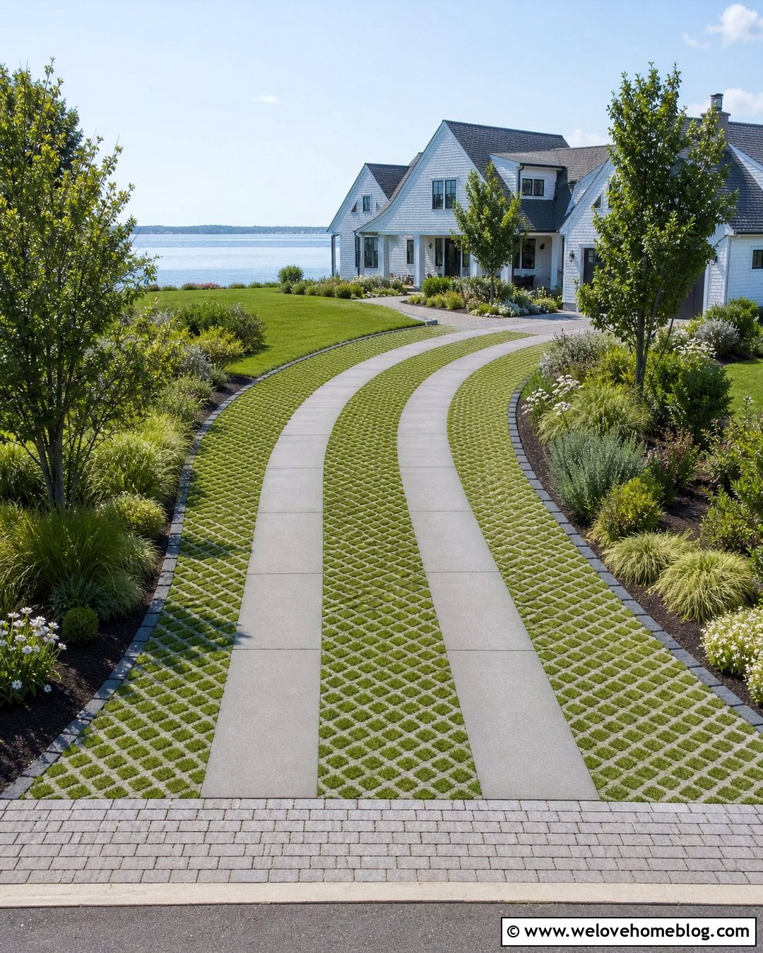 Huge Driveway With Grass Pavers - 25 Huge Driveway Ideas